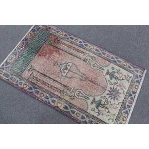 Alfombra Vintage de 2.5x4 pies, Alfombra Azul Sólida de Lana - Product Image 3