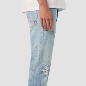 กางเกงยีนส์ขาบานขาสีฟ้าสำหรับผู้ชายกางเกงขาบานแบบคลาสสิกสำหรับลุคย้อนยุคเหมาะสำหรับสวมใส่สบายๆ - Product Image 5