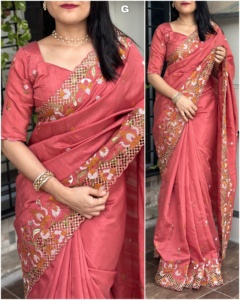 Fournisseur en gros indien de saris en soie filetés travaillés Premium pour fêtes et occasions festives à vendre au meilleur prix - Product Image 5