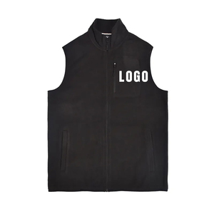 Venta al por mayor de los hombres de talla grande de invierno transpirable chaqueta de lana Polar 100% de poliéster sin mangas de cuello alto con cremallera completa logotipo personalizado - Product Image 2