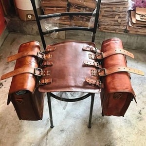 กระเป๋าข้างรถจักรยานยนต์หนังสีน้ำตาลคลาสสิก2ข้างกระเป๋าทรงดัฟเฟิลขนาดใหญ่ที่กำหนดเองกระเป๋าเดินทางแบบสปอร์ต - Product Image 3