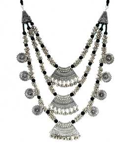 Meilleure vente Ensemble de colliers en argent oxydé Fournisseur indien direct Style géométrique multicouche pour les occasions de mariage Glowing - Product Image 3