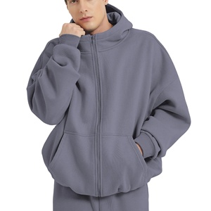 Sweats à capuche surdimensionnés pour hommes personnalisés, à épaules tombantes, avec fermeture éclair, 100% coton, fabricant de sweats à capuche pour hommes pour l'hiver - Product Image 1