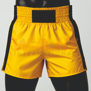 Personalizado amarillo y negro de cintura media MMA Kickboxing pantalones cortos de entrenamiento Casual sólido patrón Bermud - Product Image 2