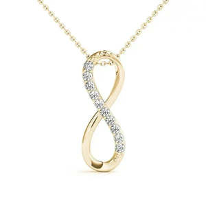 Collier pendentif Infinity en diamant, plaqué or argenté, diamants de laboratoire taille brillant 0,10 carat VS+, fantaisie, minimaliste pour femme - Product Image 4