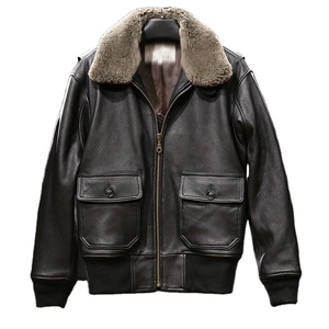 แจ็คเก็ตหนังบอมเบอร์ผู้ชายแบบคลาสสิก |   หนังแพะ |   เสื้อแจ็คเก็ตหนังแกะบุขนแกะสำหรับผู้ชาย - Product Image 1