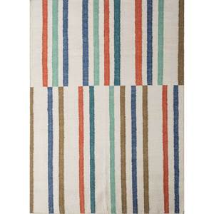 พรมขนสัตว์ทอมือลายทางสีงาช้าง รุ่น Adwl-1311 รูปทรงสี่เหลี่ยมผืนผ้า ขนาด 9x12 ฟุต ลายตารางหมากรุก สำหรับห้องนั่งเล่น ห้องนอน ใช้ในบ้าน - Product Image 1