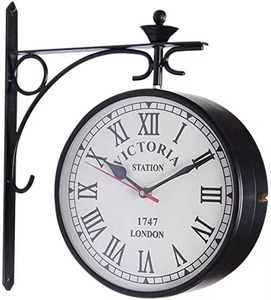 Reloj de estación de ferrocarril de estilo antiguo, reloj de pared colgante con plataforma, sala de estar negro para reloj de pared, hogar, oficina, 8 pulgadas - Product Image 6