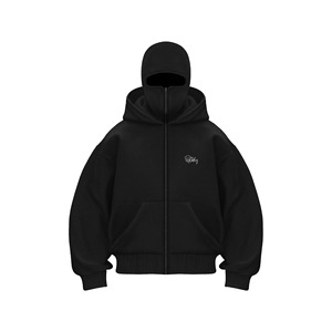 Haute qualité 500 GSM coton épais blanc uni teint lourd surdimensionné fermeture éclair sweats à capuche sans ficelle unisexe Logo personnalisé hiver - Product Image 6