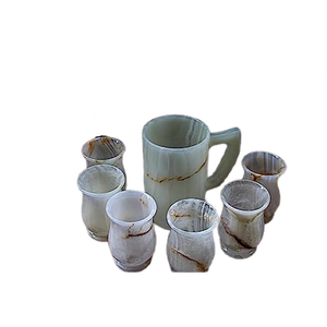 Ensemble d'eau en verre de cruche en marbre Onyx, ensemble d'eau en marbre de pierre, ensemble d'eau en onyx fait à la main - Product Image 1