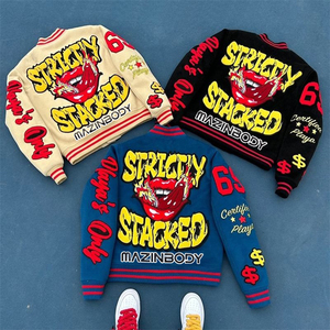 แจ็กเก็ตเบสบอลผ้าวูลสำหรับผู้ชายปักลายตัวอักษรฤดูหนาวโลโก้ได้ตามต้องการ - Product Image 2