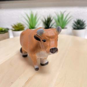 YEEYAYA in legno intagliato a mano bue statua di toro ottone pianta decorazione per la casa in legno scultura figurine per la decorazione della stanza animali della fattoria - Product Image 3