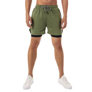 Pantalones cortos para correr 2 en 1 para hombre personalizados al por mayor, pantalones cortos deportivos para Fitness, proveedor de moda al por mayor, pantalones cortos de chándal para Unisex, 2025 - Product Image 4