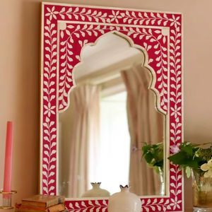 Miroir mural artisanal à motif floral avec cadre métallique, couleur personnalisée classique, vente en gros, pour lavabo - Product Image 1
