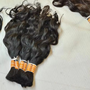 Venta al por mayor de fábrica, extensiones de cabello indio crudo sin procesar humano sin trama, extensiones de cabello a granel indio sin procesar para trenzar pelos - Product Image 1