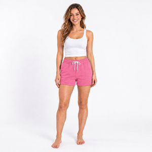 Shorts de Algodón Color Rosa Sólido para Mujer, Cintura Alta, Cordón Ajustable, Bolsillos, Estilo Casual, Tejido Transpirable de Secado Rápido, Ropa Urbana - Product Image 2