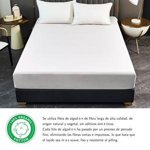 Drap-housse 100% coton, 200 fils, doux et lavable en machine, tissu naturel, literie - Product Image 6