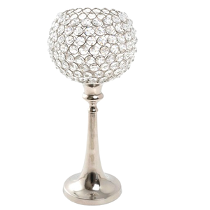 Handmade Crystal Beaded <b>Globe</b> Metal Candle Holder Stand for Wedding Christmas Party & Floor Decorative T <b>Light</b> Compatible - Product Image 1