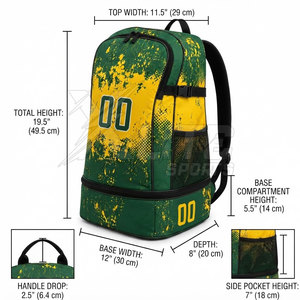 Mochila de Viaje para Fútbol, Bolsa de Fútbol Personalizada con Compartimento Inferior para Zapatos, Bolsillo Lateral para Balón, Compartimentos con Cierre, Nailon, 50-70L - Product Image 4