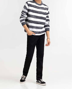 Suéter de Cuello Redondo de Manga Larga, Estilo Color Block en Blanco y Negro, Precio Económico, Moda, Talla Grande para Hombre - Product Image 3