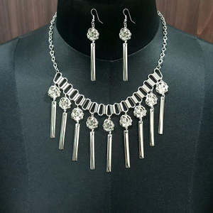 Jeweljunk 24K Gold Plated Rhodium Statement <b>Necklace</b> Set with Zircon Pearl Diamond for Wedding or Gift Made of Brass - Product Image 1