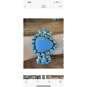 ลาร์รี เคย์ คิงแมน กำไลข้อมือแฟชั่น ดีไซน์แบบคลัสเตอร์สีเทอร์ควอยซ์และเงินสเตอร์ลิง - Product Image 2