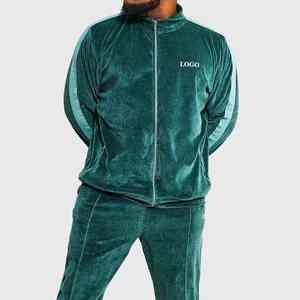 2025 dernière Offre Spéciale grande taille hommes nouveaux survêtements personnaliser col montant fermeture éclair à travers velours survêtement pour hommes - Product Image 3