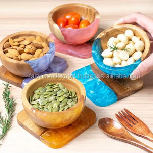 Tazón para servir ensalada de frutas de resina de madera maciza, producto hecho a mano, tazón de madera de resina epoxi de alta calidad para el hogar, tazón de vajilla de FWE - Product Image 2