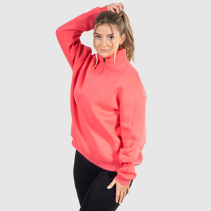 Sudadera personalizada con media cremallera para mujer, cuello redondo de gran tamaño con jersey de bambú, sudadera informal de invierno de talla grande - Product Image 3