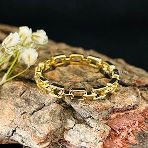 14K Solid Gold Everyday Wear Solid Gold <b>Plain</b> Link <b>Ring</b>. - Product Image 5