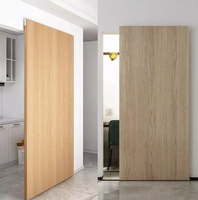 Système de portes coulissantes modernes en bois avec cadre en aluminium, sans rail, à verre simple, pour salon, avec miroir et amortisseur hydraulique