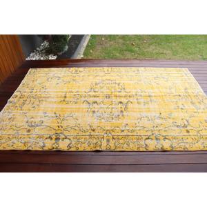 Turkish Rug, 5x8.1 ft Large Vintage Rug, <b>Yellow</b> Gray Oriental Rug - Product Image 3