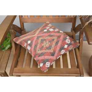 Brown Wool Kilim 18x18 Inch Eco-Friendly Non-Slip Luxury Woven <b>Vintage</b> Print Accent Pillow Removable Washable Cover for <b>Bedding</b> - Product Image 4