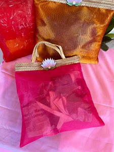 Sacs Femme Sac de Mariage Fait Main Rakhi Cadeau pour Soeur Indien Ethnique Potli Porte-monnaie de Mariée, Sac en Organza, Sac Transparent - Product Image 2