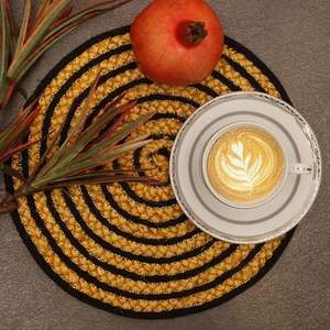 2024 Venta caliente Material ambiental tejido redondo resistencia al calor mantel de mesa de yute recién llegado mantel de ratán bordado de yute - Product Image 3