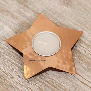Hammered Look Metal <b>Tealight</b> <b>Candle</b> Holder for Home Event Party Tabletop Decor Copper Color Star Shape <b>Tealight</b> Holder - Product Image 1
