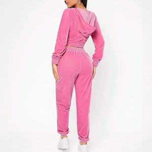 Plus Size Custom Ladies Clothing Summer Velvet Sweatsuits Top Embroidery Cropped Velour Tracksuit <b>Women'S</b> 2 Piece <b>Shorts</b> Set - Product Image 2