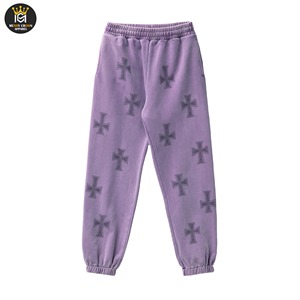 กางเกงขายาวทรงตรงเอวคู่ผ้าแคนวาสเนื้อเบาคุณภาพสูงตกแต่งด้วยคริสตัลหลากสีสำหรับผู้ชาย - Product Image 1