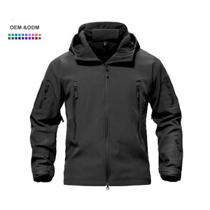 Hommes Automne Sports de plein air Vestes Full Zip Manteau de pluie à capuche Stand Softshell Coupe-vent Veste de randonnée Toile Logo avant - Product Image 3