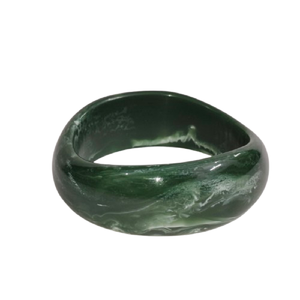 Bracelet en résine marbrée vert émeraude foncé, motif tourbillon organique épais, bracelet en acrylique, bijoux de créateur volumineux pour femmes, durable - Product Image 5