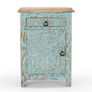 Chevet en bois artisanal moderne avec tiroir pour appartement, hôtel, chambre à coucher, salon, salle à manger, meubles de maison - Product Image 1