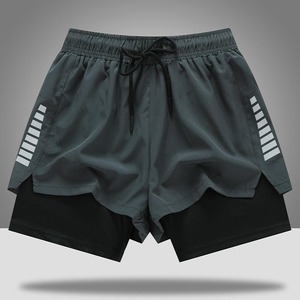 Short de gymnastique pour hommes 90 Polyester 10 Spandex Compression 5 pouces à séchage rapide avec doublure Short de course d'entraînement 2 en 1 Short de gymnastique pour hommes - Product Image 4