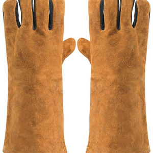 Gants de soudage en cuir résistant à la chaleur, marron noir, antidérapants, flexibles, respirants, de protection, pour le travail en extérieur en hiver - Product Image 3