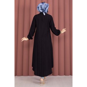 Camisa Túnica de Popelina para Mujer, Corte Holgado, con Botones, Color Negro, Talla XL, Ideal para la Oficina en Otoño - Product Image 5