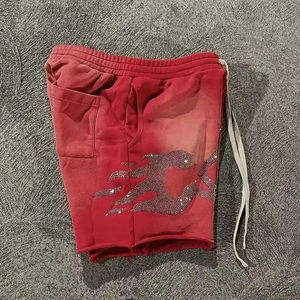 Custom DTG Pattern Raw Edge Hem 100% Cotton Terry Acid Wash Sun Faded Mens <b>Sweat</b> <b>Shorts</b> - Product Image 4