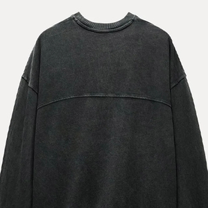 เสื้อสเวตเชิ้ตผู้ชายทรงโอเวอร์ไซส์ผ้าเฟรนช์เทอร์รี่แบบใหม่ทันสมัย ล้างสีแบบแอซิดวอช แต่งดีเทลขาดๆ ทรงหลวม สไตล์ฮิปฮอป - Product Image 5