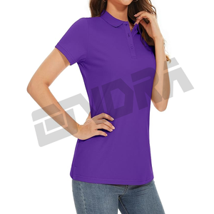 เสื้อโปโลสีม่วงของผู้หญิงทำจากผ้านุ่มระบายอากาศได้ดีดีไซน์ทันสมัยและใส่สบายเหมาะสำหรับใส่ทำงานใส่สบายทุกวัน - Product Image 3