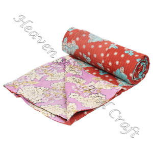 100% Cotton Single Size Hand Block Printed <b>Quilt</b> Classic Reversible Kantha <b>Quilt</b> 55x85 Inch Indian Reversible Hand Stitched - Product Image 5