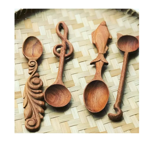 VIET FARGIMEX Cuillères en bois sculptées à la main Longs ustensiles naturels écologiques et faits à la main pour la vente en gros - Product Image 6