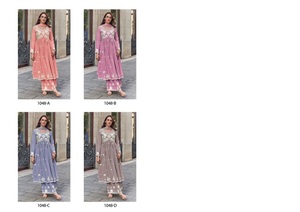 ผู้จำหน่ายชุดคุर्ติ วัมิกา เรยอน รุ่น ลาห์นาวี ฉบับที่ 8 สีเงิน พร้อมผ้าคลุมไหล่และกางเกงในอินเดีย - Product Image 2